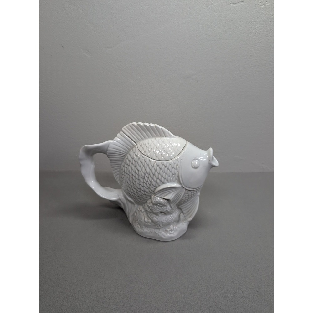Vintage Takahashi of San Francisco Fish White Porcelain 7" Teapot Japan